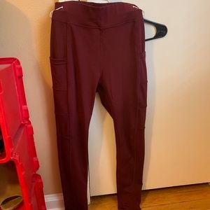 High Waisted Maroon Leggings WITH POCKETS!